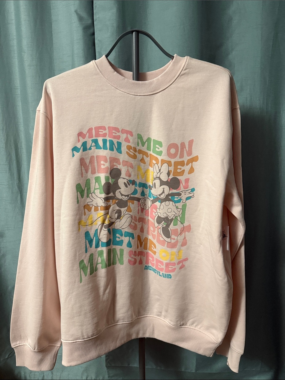 Disney Cream-Pink 'Meet Me on Main Street' Crewneck with Multicolor Graphic